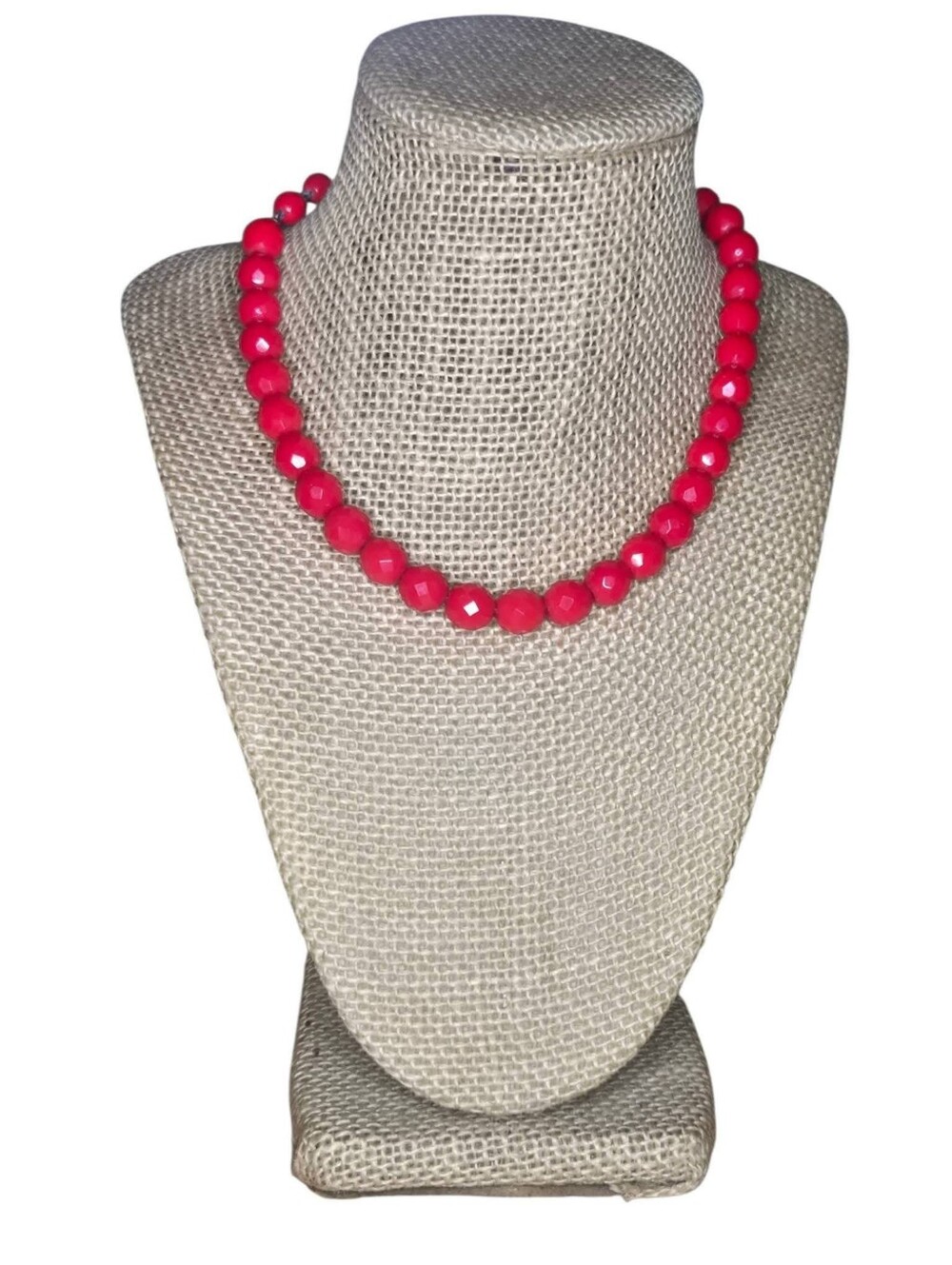Vintage Red Faceted Bead Necklace